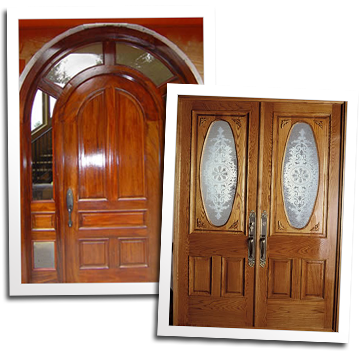 Arched top mahogany entry door and custom oak entry doors