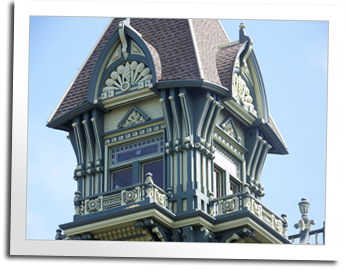 The historic Carson Mansion in old town Eureka is just one of the many highlights of our tour of local Victorians