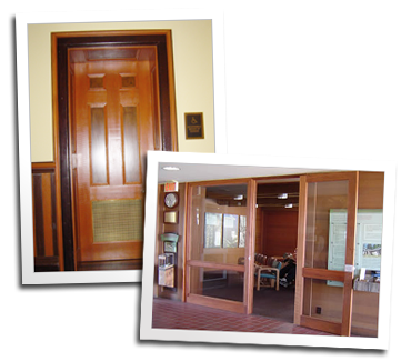 Redwood doors for the Leland Stanford Mansion and the Redwood National Park