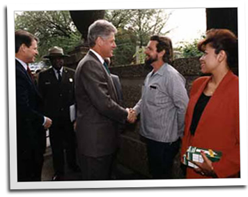 Eric Hollenbeck shakes hands with President Clinton