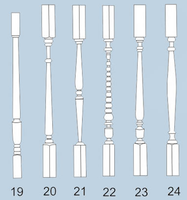 Custom turned balusters from the lathe room