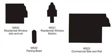 Window stile and rail, parting bead, window mullion,