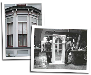 Custom wood double hung windows and an old photo of windows on their way to Unalaska